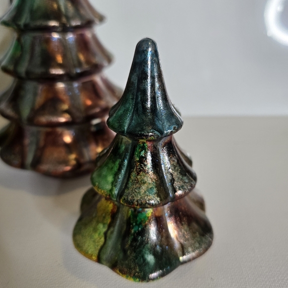 4 HANDCRAFTED Upcycled Green Brown Holiday Trees HANDPAINTED Tabletop Art Decor - Picture 7 of 15